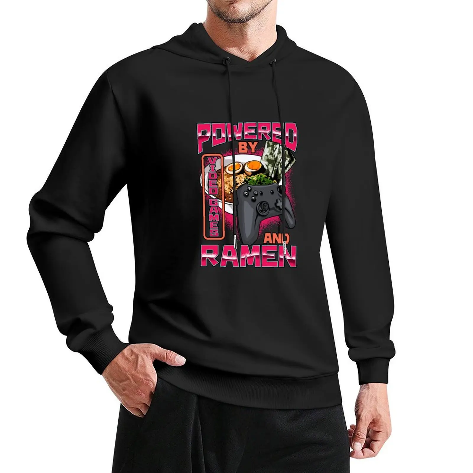 

Powered By Video Games And Ramen Funny Anime Pullover Hoodie korean autumn clothes men clothing hoodie oversize