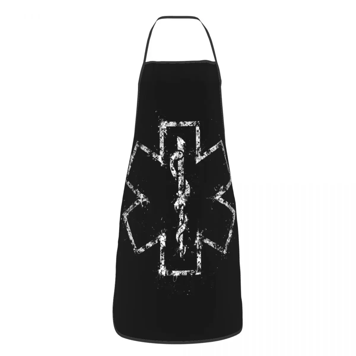 Unisex Emt Star Of Life Bib Apron Adult Women Men Chef Tablier Cuisine for Cooking Kitchen Paramedic Medic Ambulance Baking