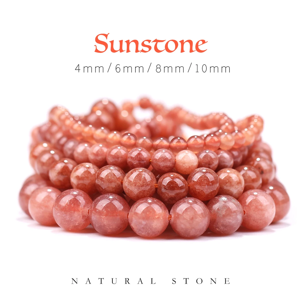 Optimizing Orange Sunstone DIY Jewelry Accessories 4/6/8/10mm Natural Color For Jewelry Marking Bracelet Necklace Accessories