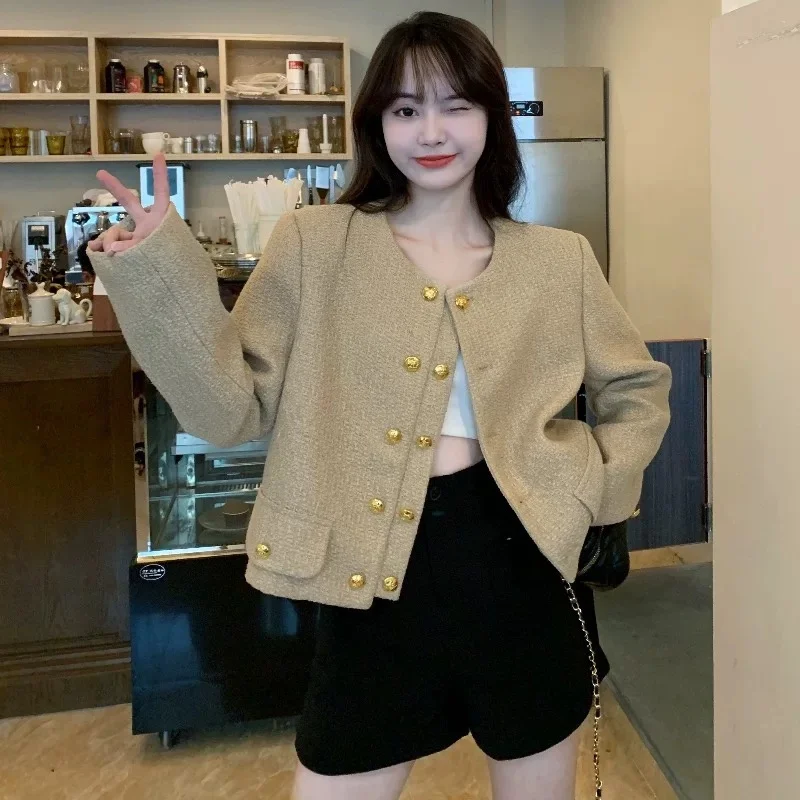 

ort Quan Jin Wind Fraance Sle Women's Jaet Korean System Ladylike High-End Feel Autumn Winter Faion Outerwear