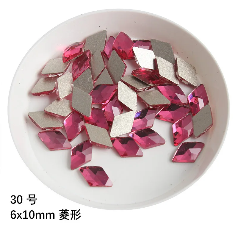 100/500 pz Boutique rosa rosso fondo piatto nail art strass cristallo di vetro 3D decorazione del chiodo forme Multiple all\'ingrosso