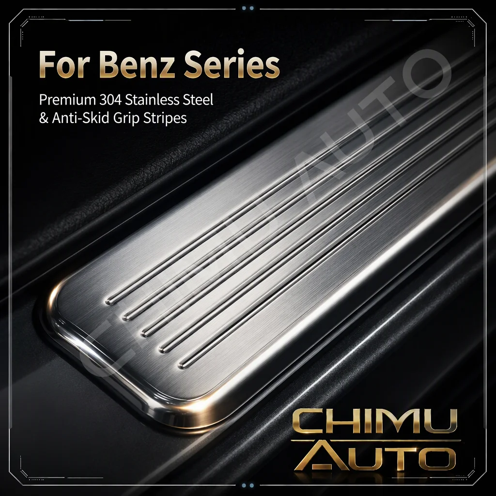 【CHIMU AUTO】For Benz GLS GLE S G Class X167 W167 W222 W223 4Pcs LED Illuminated Stainless Steel Door Sill Scuff Plate Pedal Kit