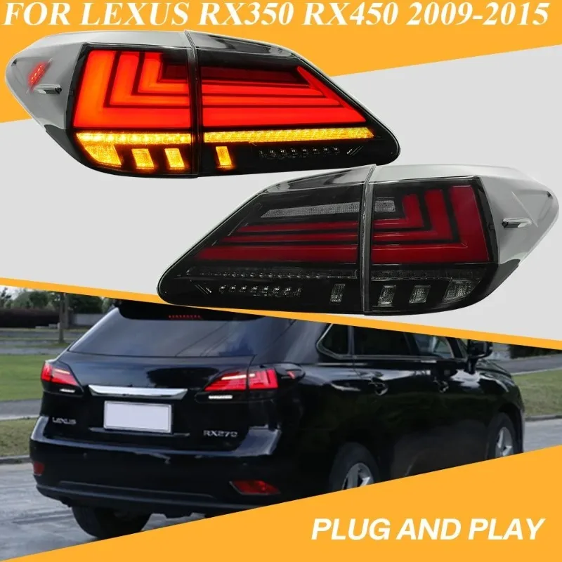 

Для Lexus RX350 RX450h 2009-2015 светодиодные задние фонари, пара черных корпусов с динамическим указателем поворота