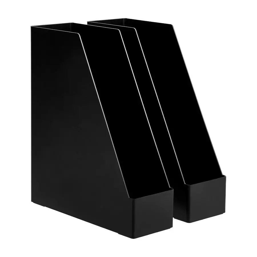 

Plastic Desk Organizer Vertical Magazine Rack and File Holder, Black, 12Pack