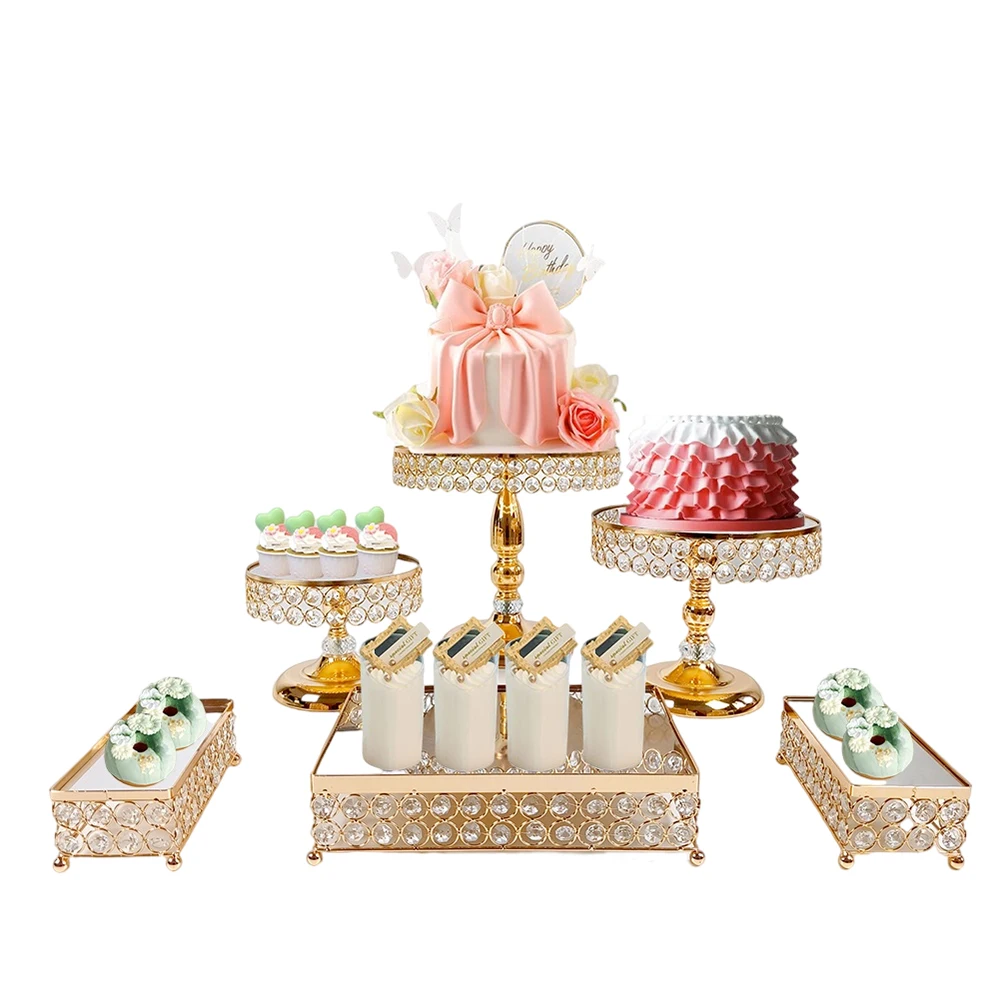 1Pcs/lot Gold Cake Stand, Metal Dessert Table Display Set Tiered Cupcake Holder Fruit Candy Plate for Wedding, Birthday Party De