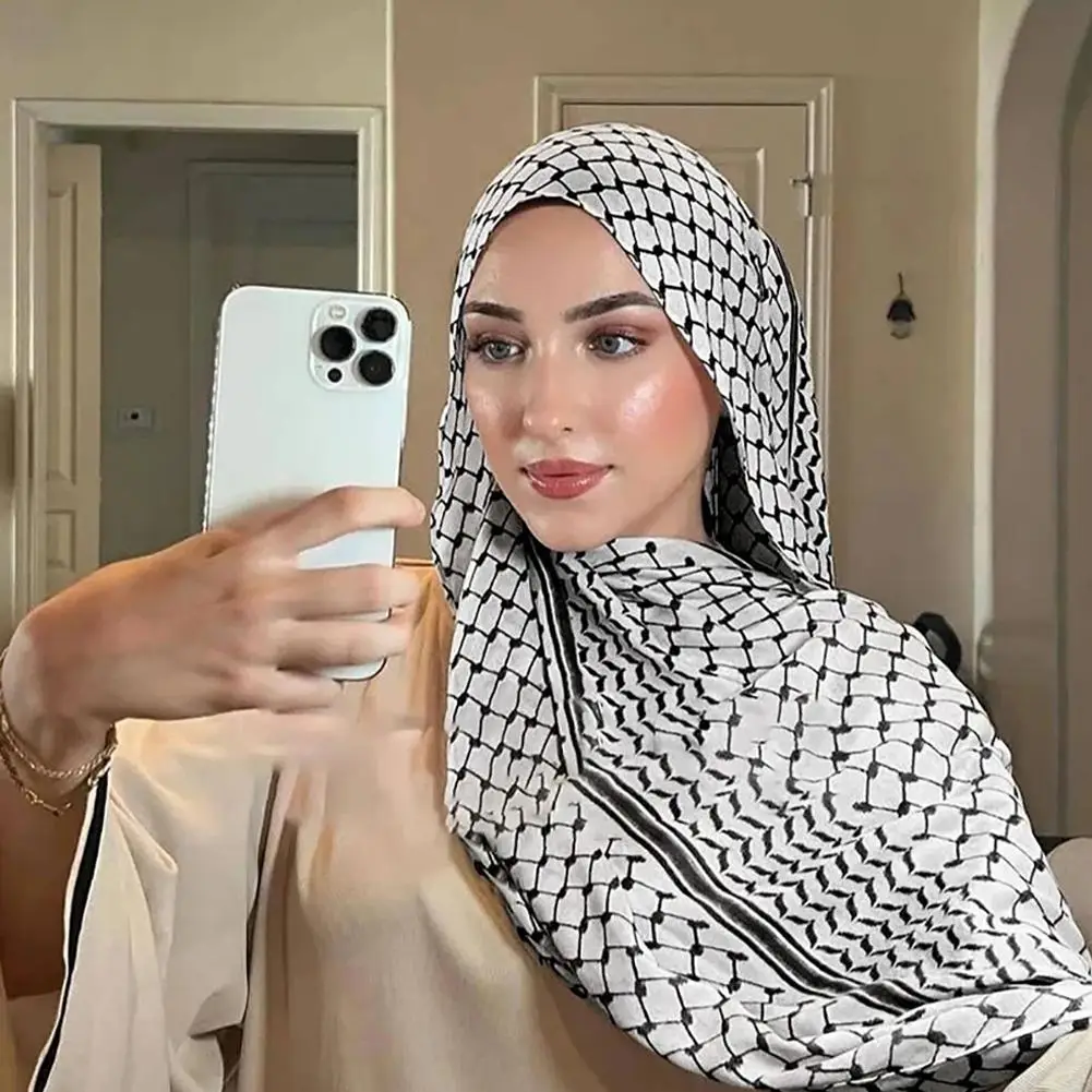 Moda Kuffiyeh hidżab szyfonowy szalik kobiety islamskie muzułmańskie szaliki szal Echarpe oddychający chustka na szyję dubaj hidżaby Ramadan szal