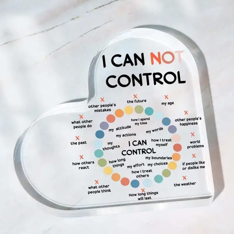1pc, Acrylic Heart Ornament Mental Health I Can Control and I Can\'t Not Control, Home Decor, Birthday Art Craft Ornament