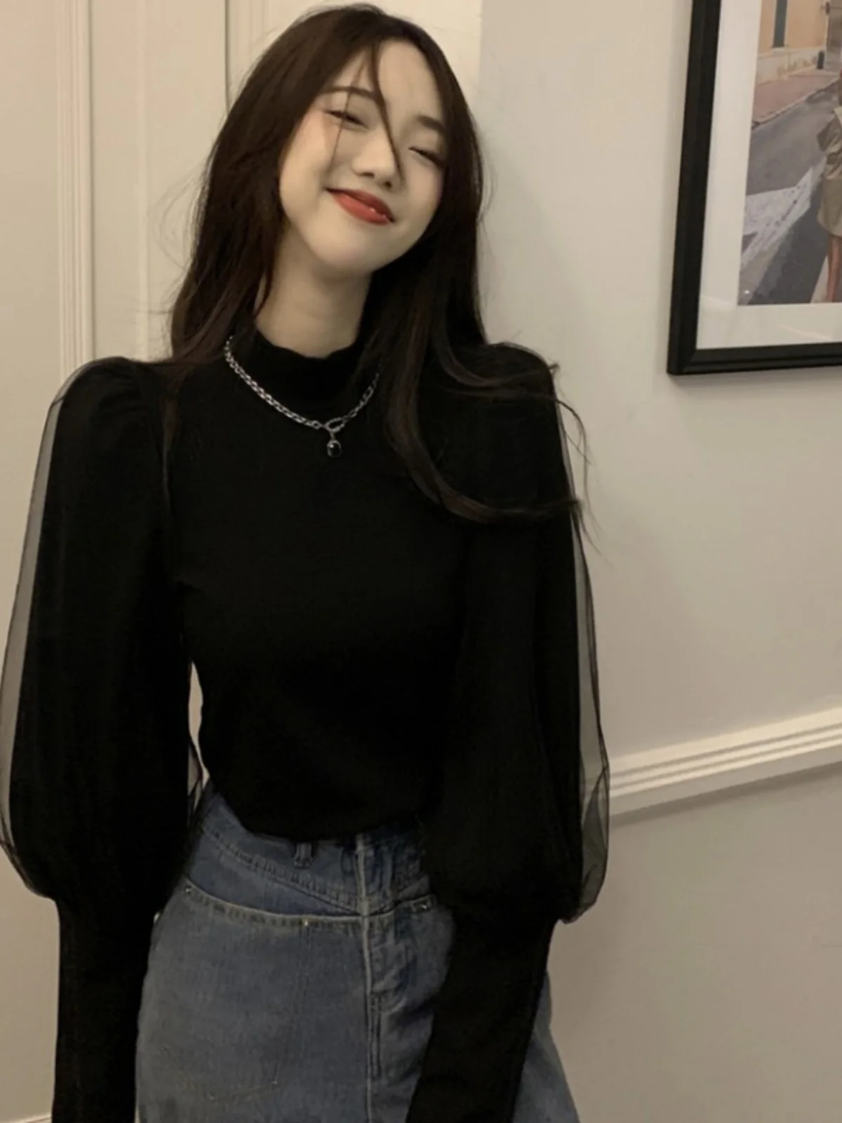 Camiseta de Manga Larga para Mujer, Estilo Informal, con Burbujas, Moderna, para el Trabajo, de Fibra de Poliéster, Corte Regular