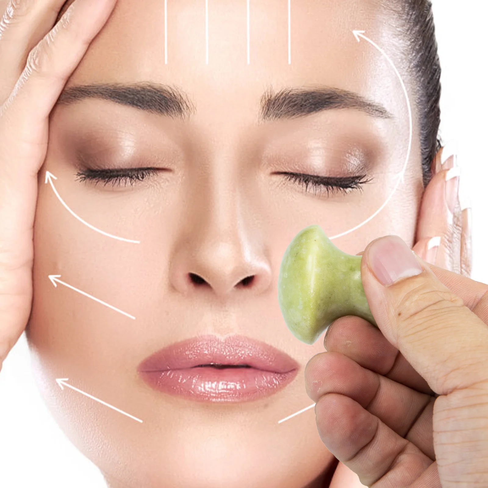 เครื่องมือขูดกัวซา 2 ชิ้น รูปทรงเห็ดหยก สำหรับนวดหน้า บำรุงรอบดวงตา ช่วยเพิ่มความยืดหยุ่นของผิว ลดเลือนริ้วรอย