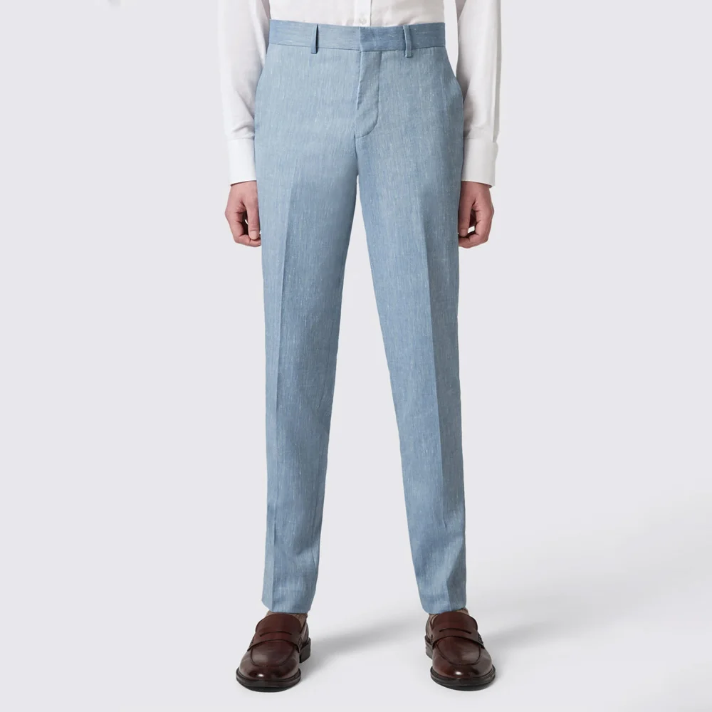 

Мужские классические брюки прямого кроя из легкого льна, однотонные, повседневные, деловые