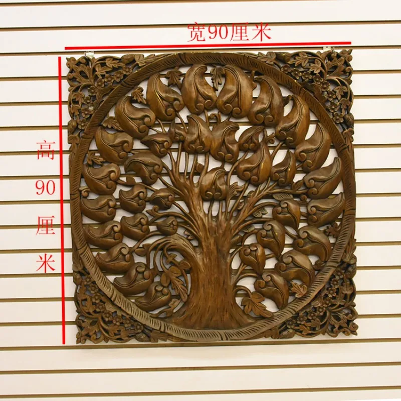Thai teak bodhi tree carving board South East Asia creative retro background wall hotel SPA wall decoration living room