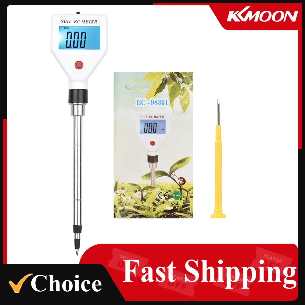 EC-98361 Digital Soil Meter EC Moisture Acidity Tester Plant Soil Tester Kit Water Quality Monitor for Flowers Aquarium Water