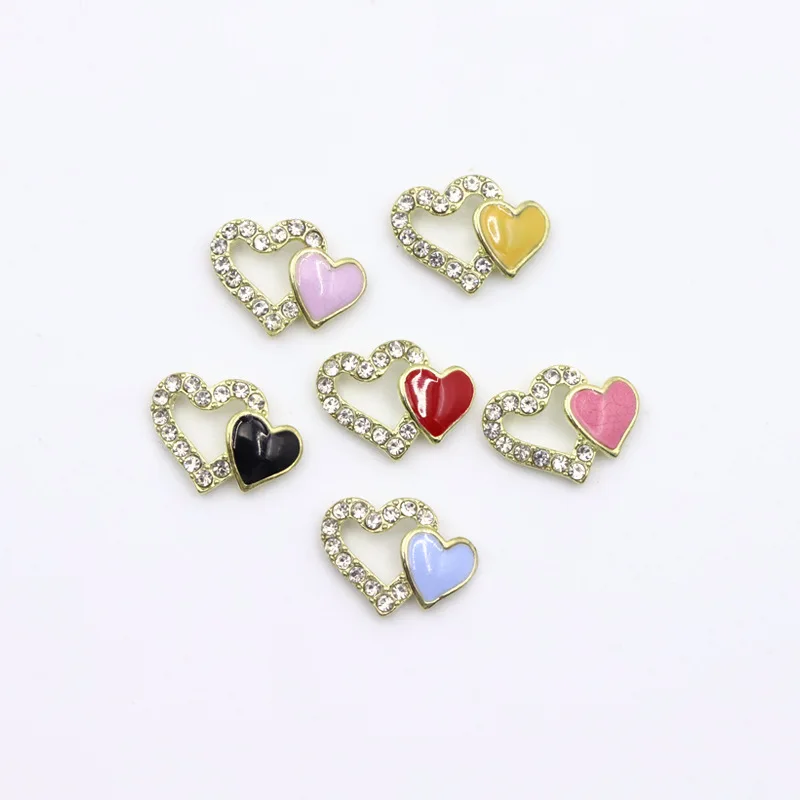 10 قطعة DIY مسمار الفن الحب القلب سبيكة الجوف التدريجي السحر ، حجر الراين مسمار الزينة ، مسمار الملحقات لتصميم مانيكير والأظافر