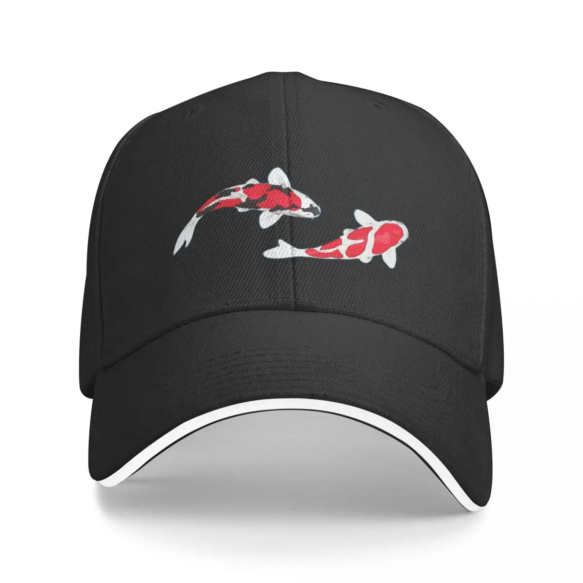 Koi Fish Kuhaku Showa Sanke Koi Fish Design Black Background Baseball Cap Luxury Brand Mountaineering Ladies Men's