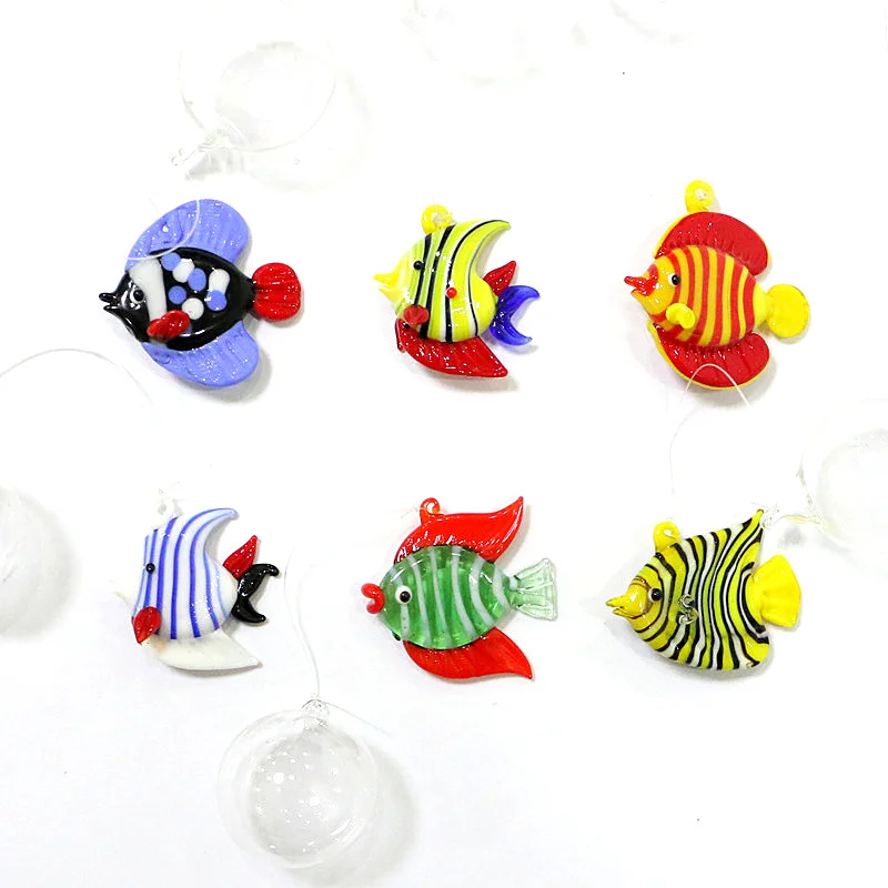 

Colorful Floating Glass Bubble Ball With Cute Tropical Fish Mini Figurine Pendant Aquarium Decor Supplies Tiny Sea Animal Statue