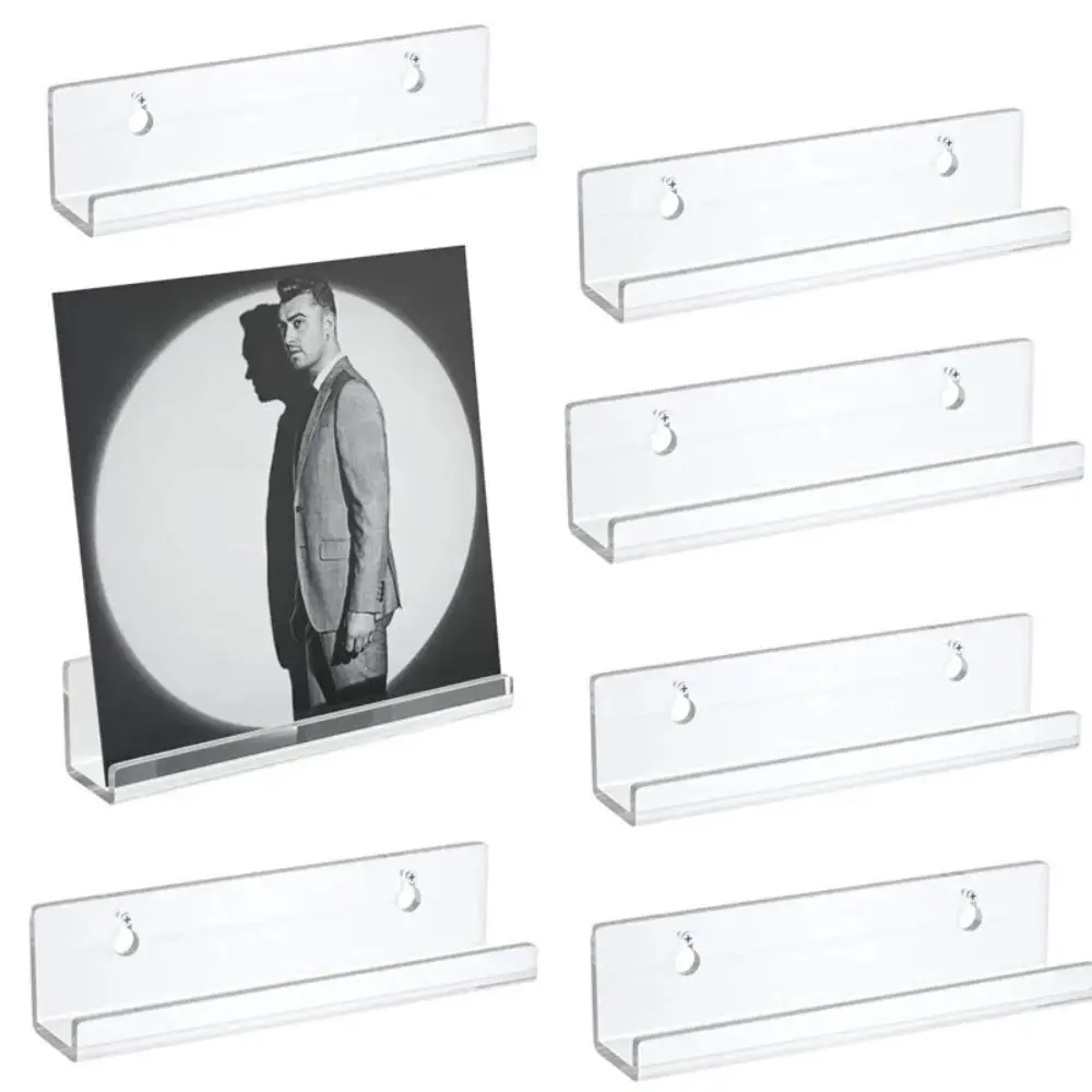 Creative 4/7/12inch Record Display Stand Acrylic Wall Mounted CD Shelf Clear Record Album Storage Rack