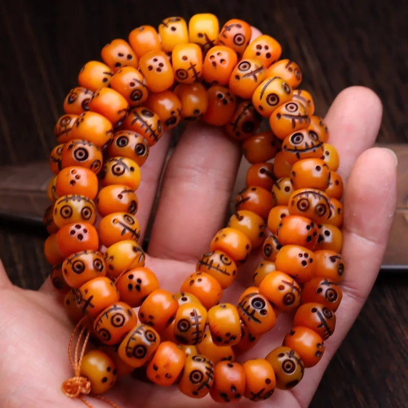 Tibetan-style bone carving, yak skull bead, 108 for Buddhist prayer beads, DIY bracelet, long string pendant, necklace