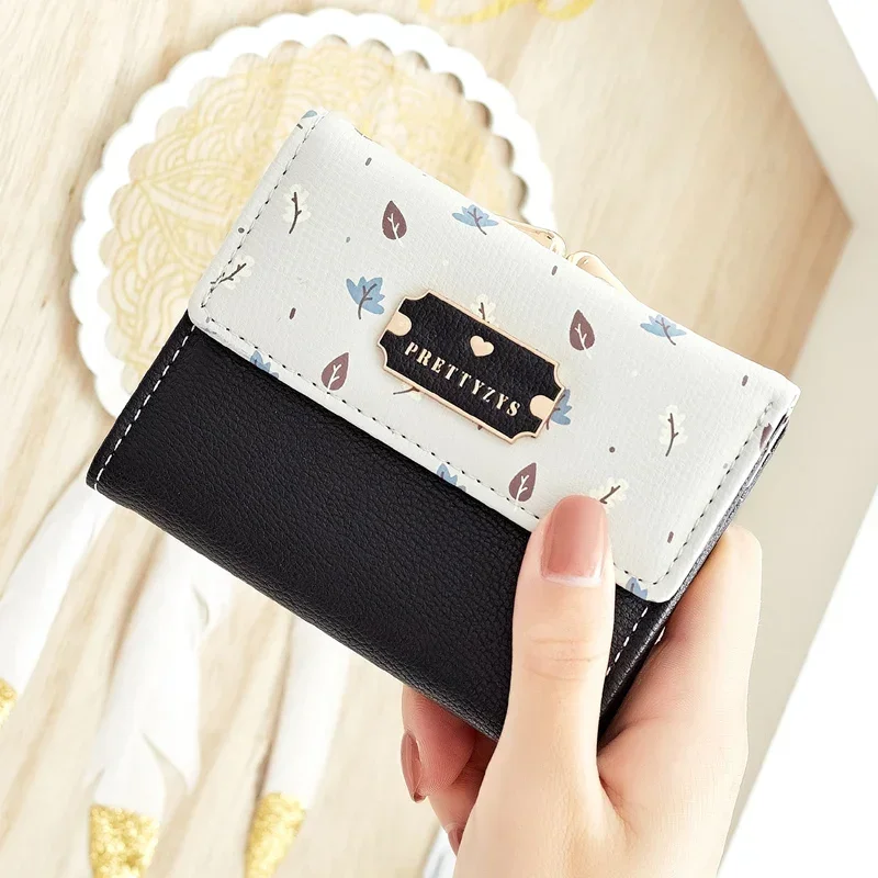 

Brand New Fresh Women Wallet Small Wallets Short Design Fashion Cute Coin Purse Three Fold Multi-function Printing Card Holder