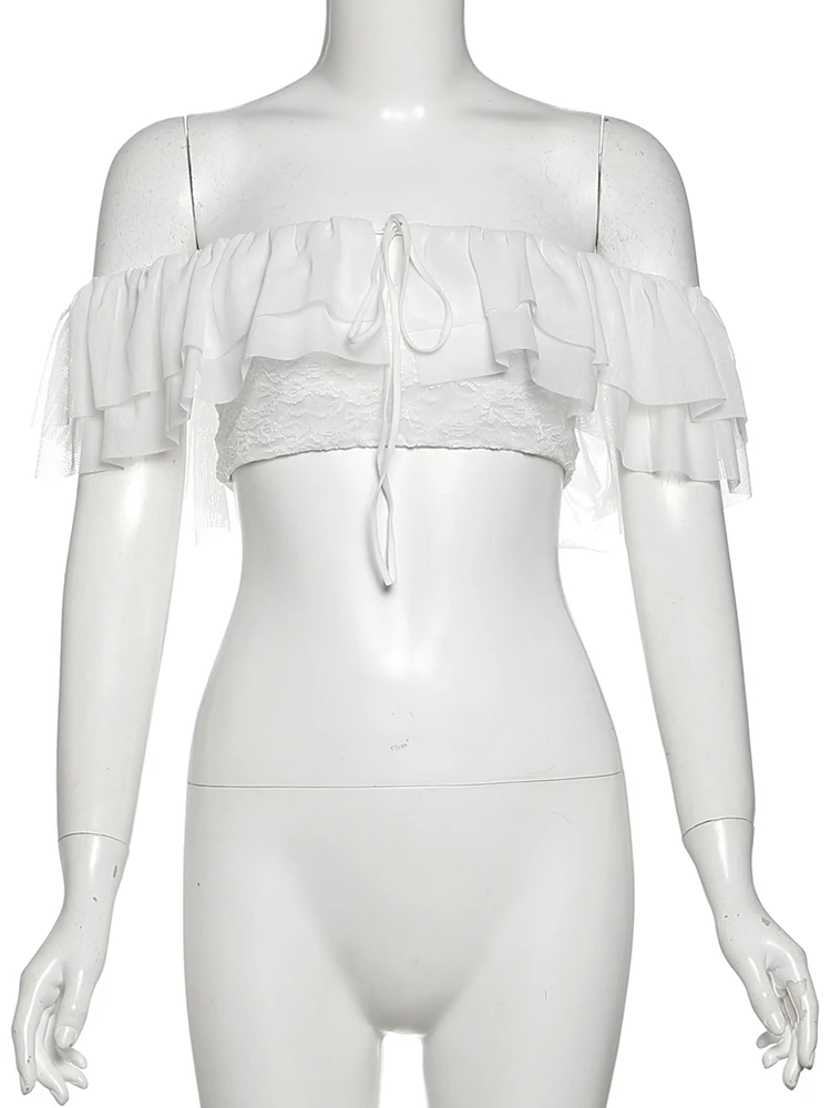 マチェダ Y2K スタイル 2 点セット女性の夏の新トレンドオフショルダーティアードクロップトップス + ロングスカートホリデーシャーリングエレガントな衣装