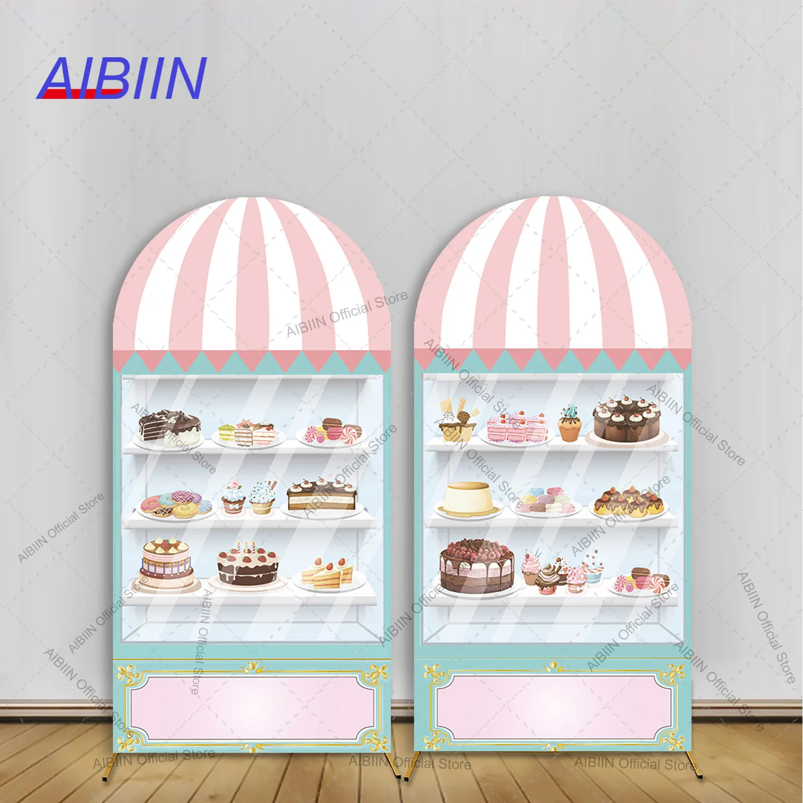 

Cake Pie Shop Arch Backdrop Cover Sweets Ice Cream Boy Girl Baby Shower Birthday Party Decor Photozone Photography Background