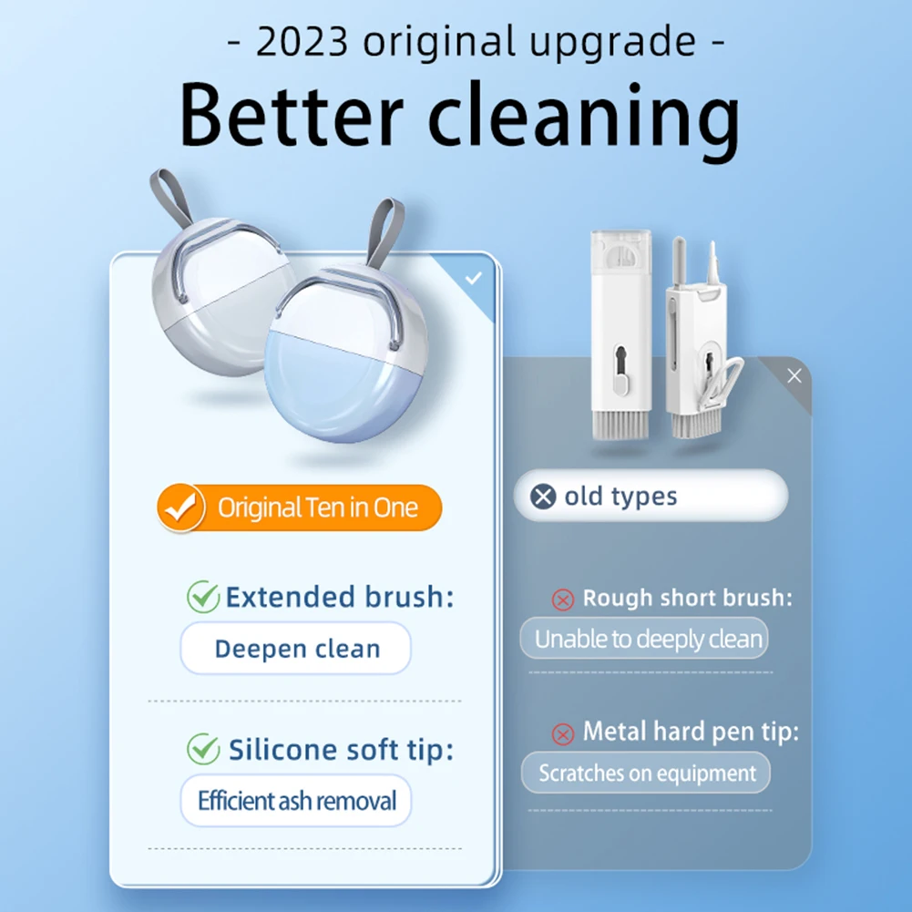 10-in-1 Cleaner Kit Computer Keyboard Cleaner Brush Kit arphones Cleaning Pen Screen Cleaning Spray Bottle Set for iPad Phone