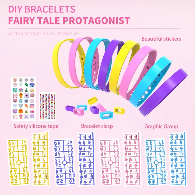 Creative DIY Children Beaded Bracelet Craft Toys Cartoon Letter Pattern Charms Watchband Educational Toy Girls Birthday Giftskid