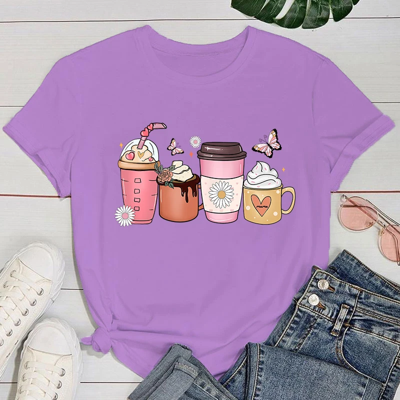 

Mother's Day T shirt Hot Beverage T Shirt Women'S Funny Printing T-Shirt Casual Cool Streetwear Fashion T Shirt