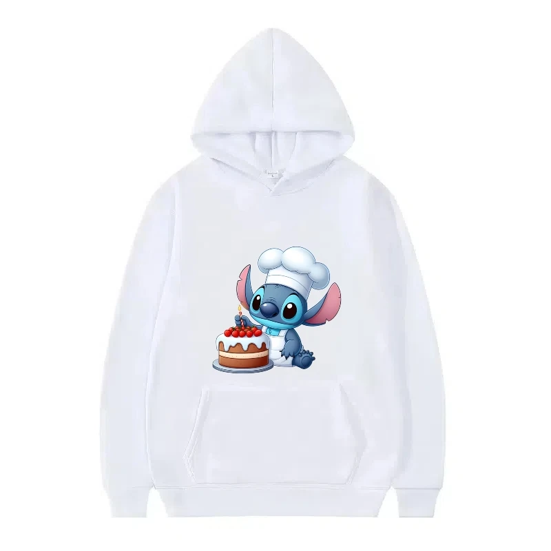 Disney Stitch patrón mujer moda polar Casual suelto negro otoño Tops ropa jerseys señoras baratos sudaderas con capucha hombres sudaderas