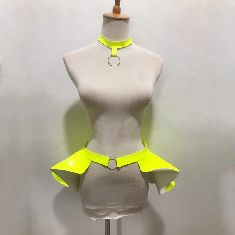 Laser brilhante voando ombro saia feminina desempenho jazz roupas bar boate dj ds gogo dançarino traje palco accessories7357