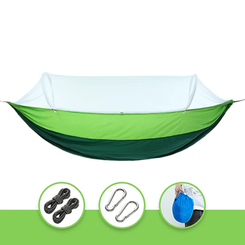 

HooRu Outdoor Camping Hammock Lightweight Doulble Anti-mosquito Hanging Bed with Mosquito Net Backpacking Picnic Hiking Swing