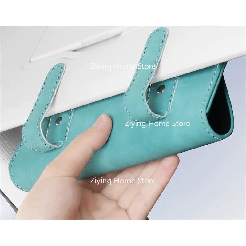 Sunglasses Case Clip Hanger Magnetic Sunglasses Holder PU Leather Card Ticket Storage Box Eyeglasses Holder for Car
