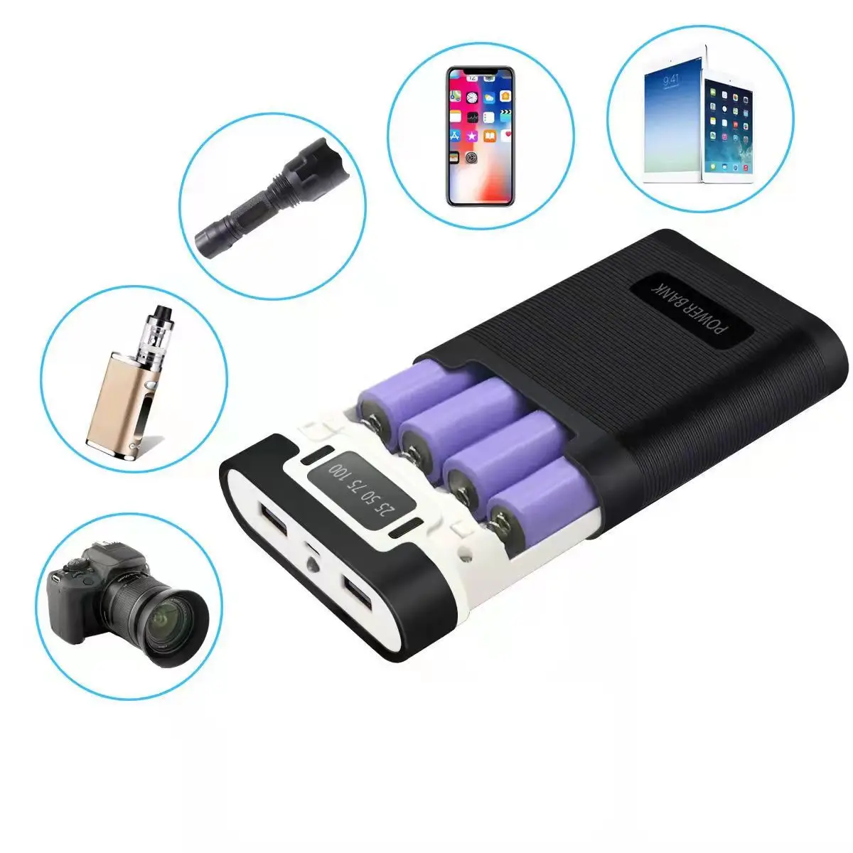 4*18650 Battery Holder Portable Power Bank Case Without Battery 5V Dual USB Output Power Bank Charger Shell Battery Storage Box