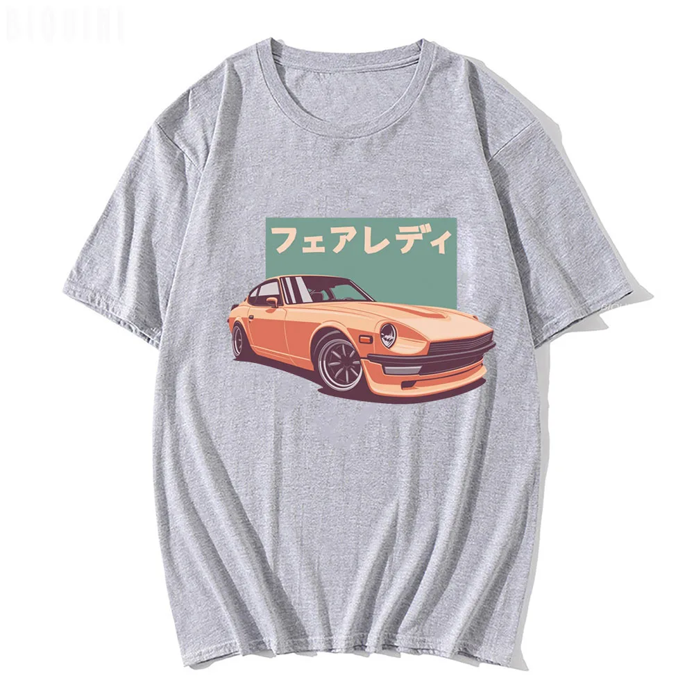 JDM T-shirts Japanese Retro Car Print 100% Cotton O-Neck Summer CRX Harajuku Oversized Tops Mens Casual Tees Camisetas