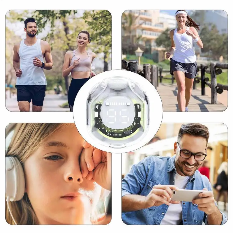 Earphone Headset nirkabel, earbud peredam kebisingan, waktu bermain panjang, earphone panggilan jelas untuk olahraga, bekerja