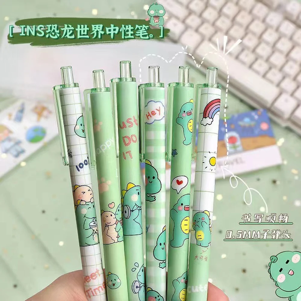 6 Pcs/Set Kawaii Peach Astronauts Rabbit Heat Erasable Mechanical Gel Ink Pens Cute Stationery Office Writing Supplies Ballpen