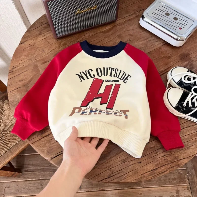 

Children's Clothing 2024 Autumn New Kids Boy's Splicing Sweatershirt Korean Version Boys' Letters Print Sweater Bottoming Shirt