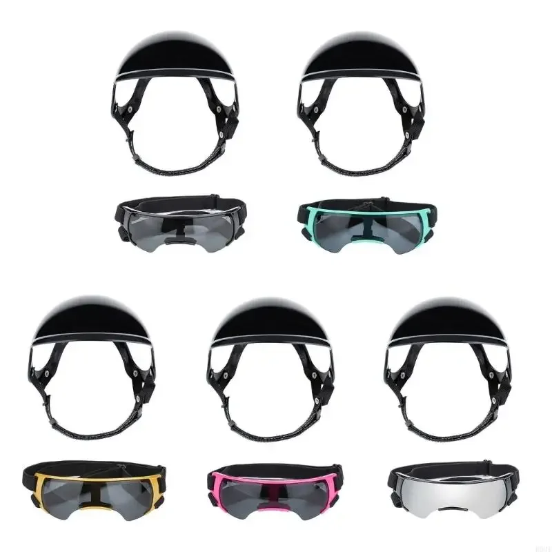 Breathable Pet Safety Gear Helmet Goggles Set with Sun Protections For Sport Enthusiasts Small Breeds Hiking Headwears 87HA