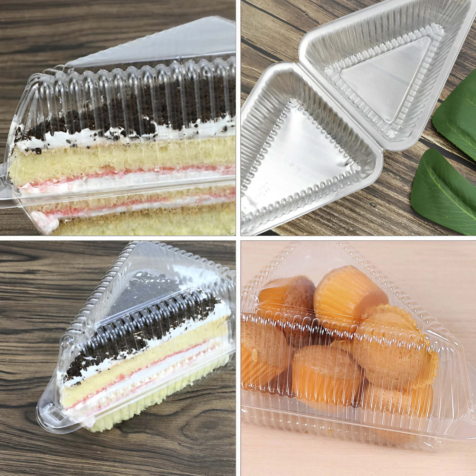 Cajas de rebanadas de pastel de 300/100 piezas, caja de embalaje de sándwich, caja de postre triangular con tapa para panadería, fiesta de bodas, contenedor de rebanadas de cupcakes