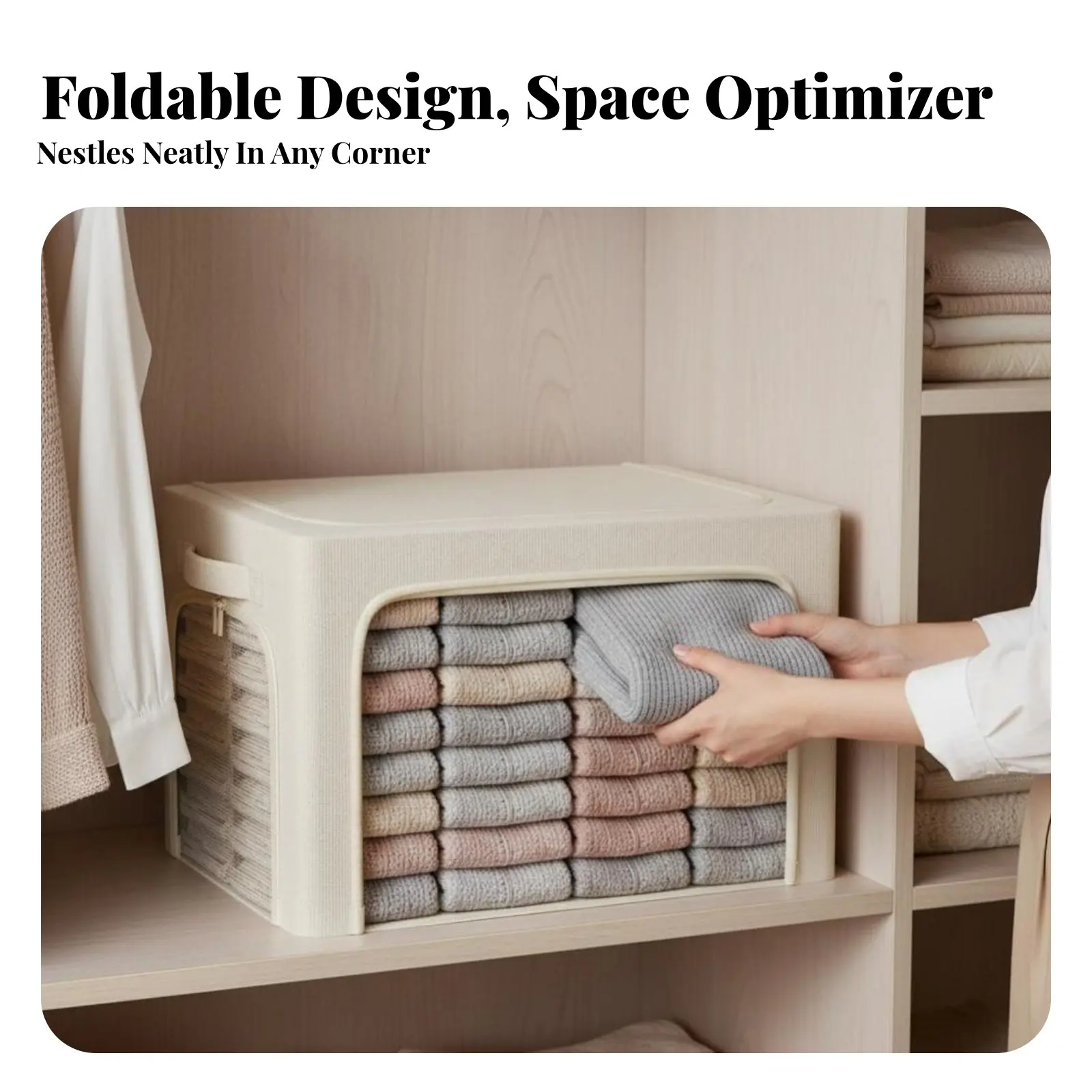 

Foldable Framed Container Large Capacity Closet Organizer Foldable Design Double Closure Fastener Closure for Under Bed