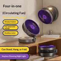 5000mAh Foldable Glow-in-the-Dark Fan Wall Mount Portable Quiet High-Speed Air Circulation Fan for Students Office Desk Fan