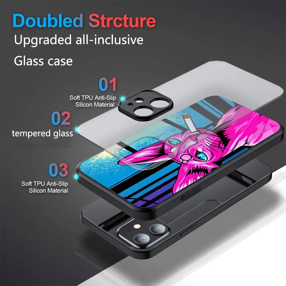 Cartoon Dark Funny Monster Cat Phone Case For iPhone 17 16 15 14 13 12 11 Pro Max Plus Mini XR XS SE Shockproof Cover