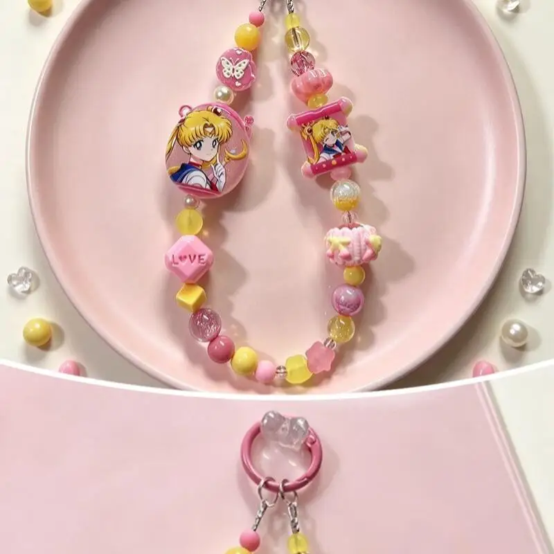 Kawaii Sailor Moon Keychain New Style Multi Functional Beads Backpack Zipper Phone Case Decoration Cartoon Anime Birthday Gift view 3