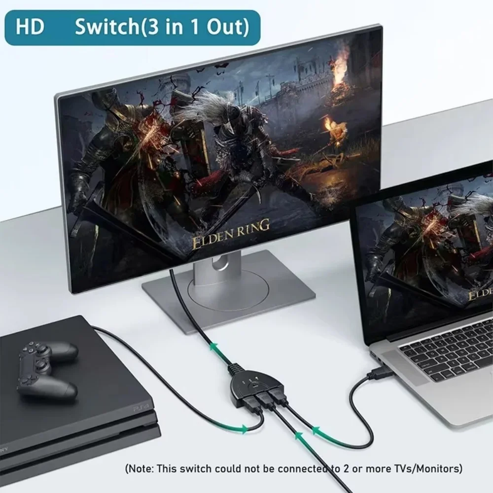 4K*2K 60hz 3D Mini 3 Port 1.4b 4K Video Splitter HDTV-Compatible 3 in 1 out Port Hub for DVD HDTV Xbox PS3 PS4 PS Game Console