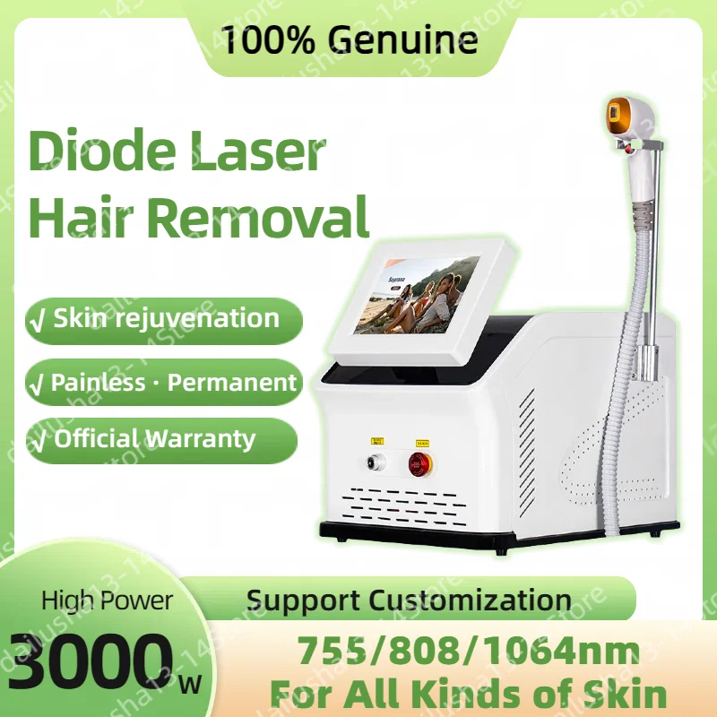 Professional Ice Titanium 808 755 1064nm 3 Wavelength 3000W High Power Alexandrite Diode Hair Removal Machine Permanent Epilator