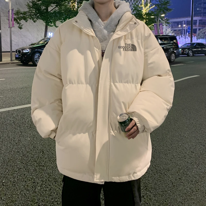 

Men's Winter Thiened Bread Sle down Cotton Jaet Stand Collar Youth Casual Warm Faionable American Brand Outerwear