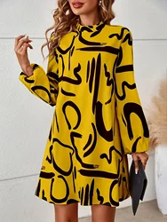 Women's Full Body Printed Lantern Sleeve Dress