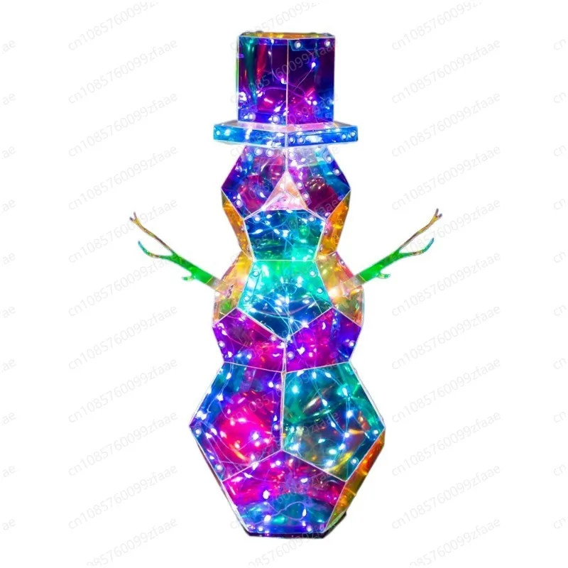 12pcs Indoor and outdoor 3-layer magic glowing Christmas snowman home decoration prism Christmas snowman
