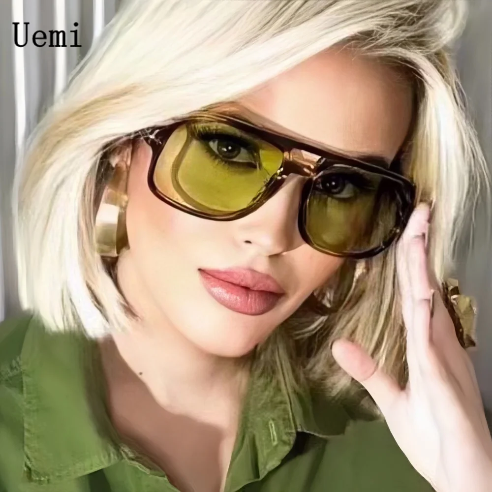 New Retro Men Pilot Sunglasses Fashion Square Double Bridges Oversized Frame Shades UV400 Women Trending Sun Glasses Wholesale