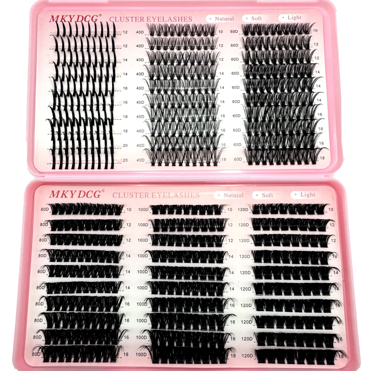 60D-100D 클러스터 속눈썹 연장 (래쉬 스파이크 포함) 속눈썹 클러스터, 가볍고 풍성한 개별 속눈썹 클러스터
