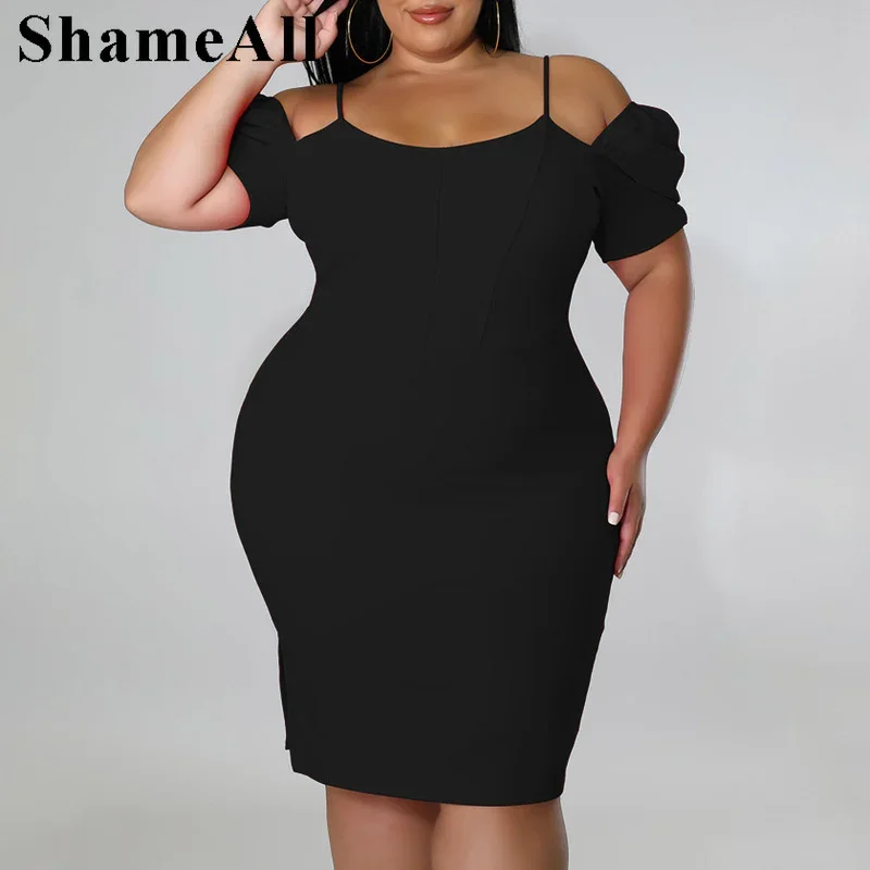 Plus Size Striped  Bustier Spaghetti Strap Red Bodycon Club Dress 4XL Summer Short Sleeve Sexy Off Shoulder Short Bandage Dress